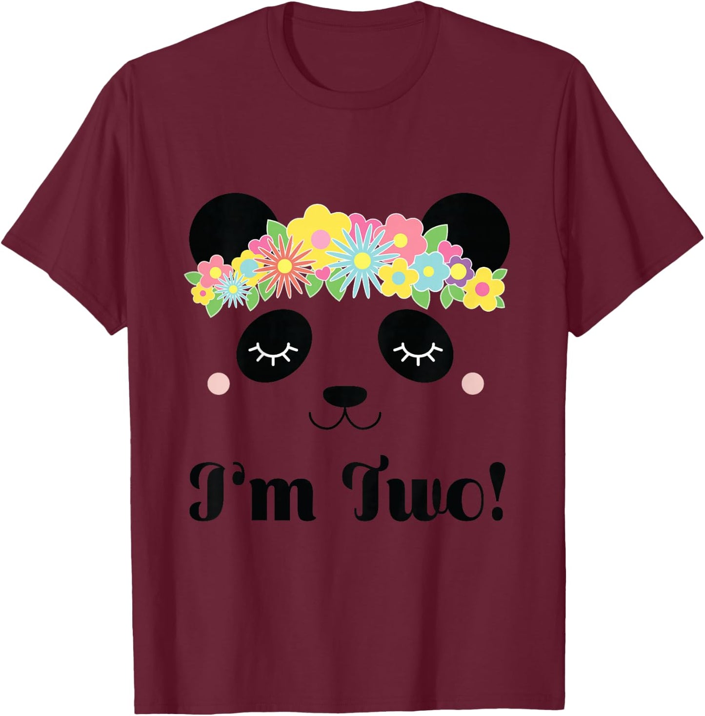 2nd Birthday Panda 2 Year Old Girl T-Shirt - T-Shirt | Maroon