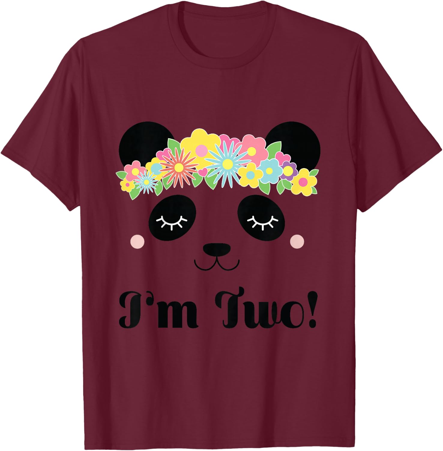 2nd Birthday Panda 2 Year Old Girl T-Shirt - T-Shirt | Maroon