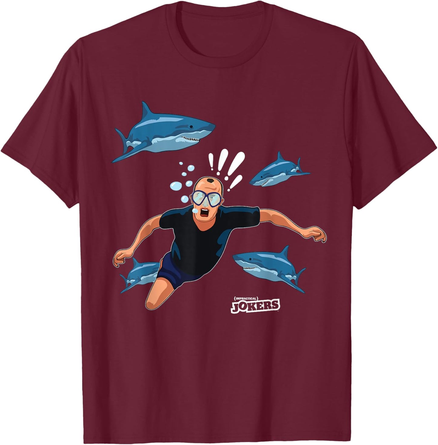Impractical Jokers Murr and Shark T-Shirt - T-Shirt | Maroon