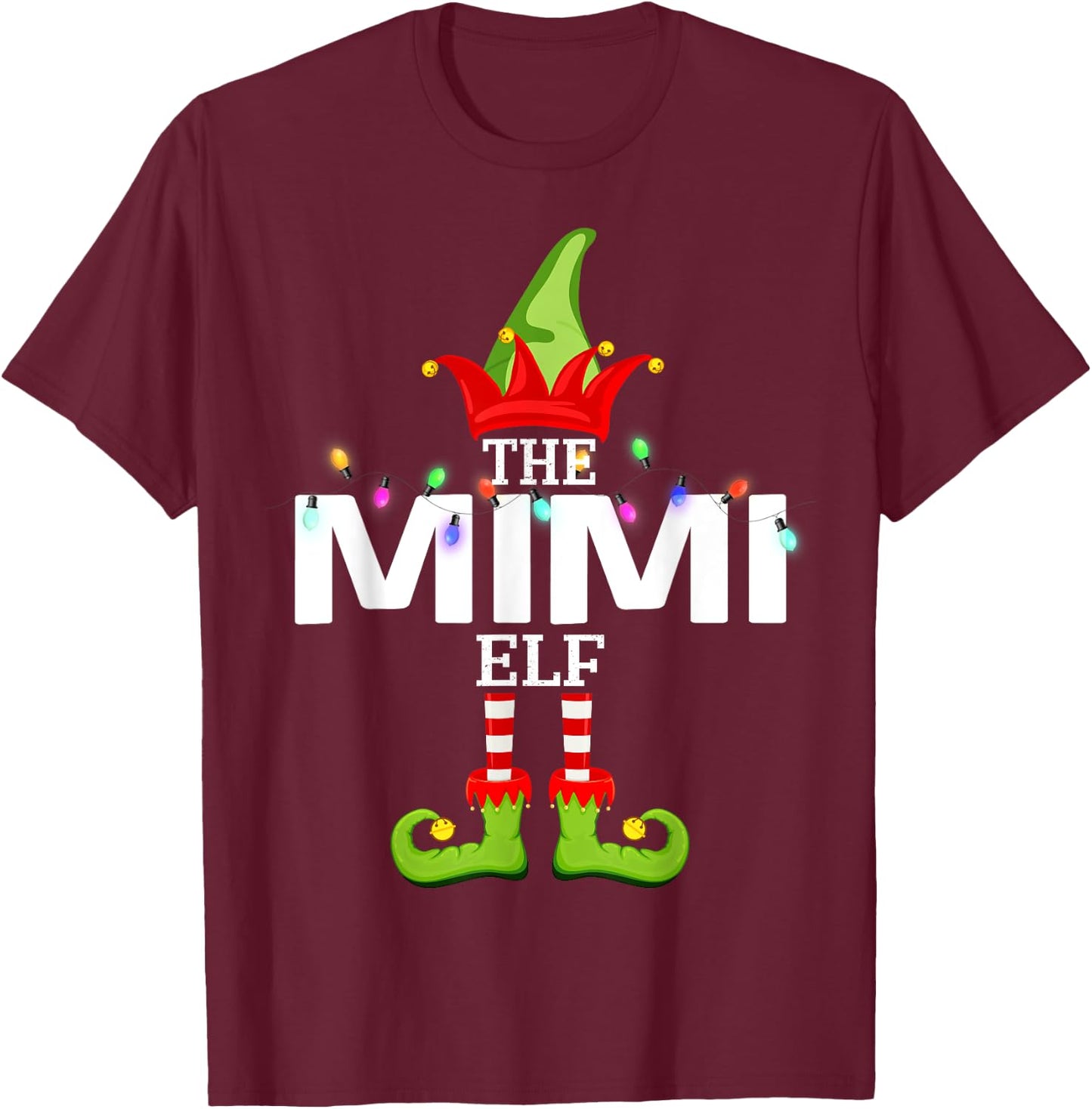 The Mimi Elf Christmas Matching Pajamas T-Shirt - T-Shirt | Maroon