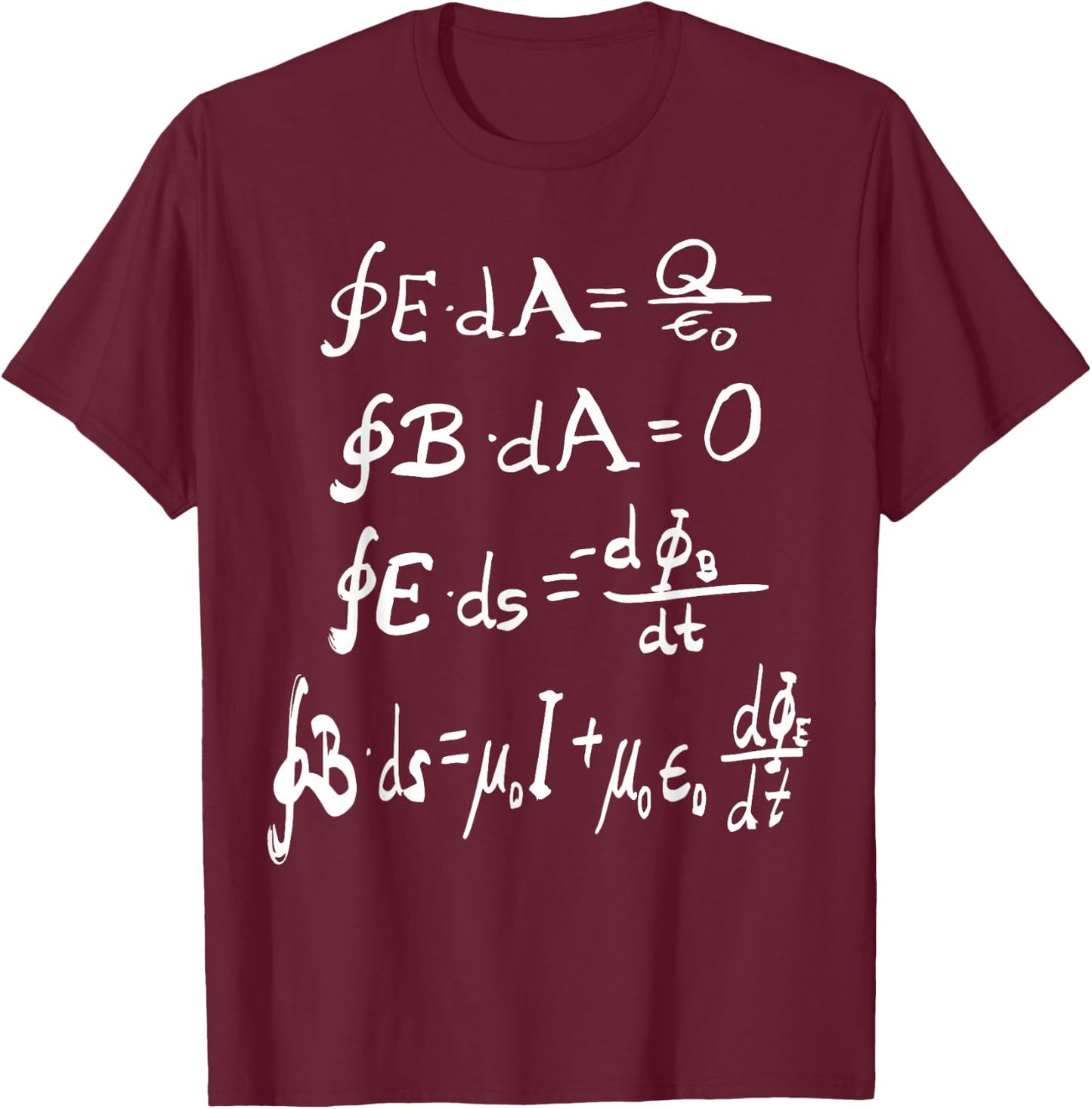 Physics Optics Light and Waves Electromagnetism Equations T-Shirt - T-Shirt | Maroon