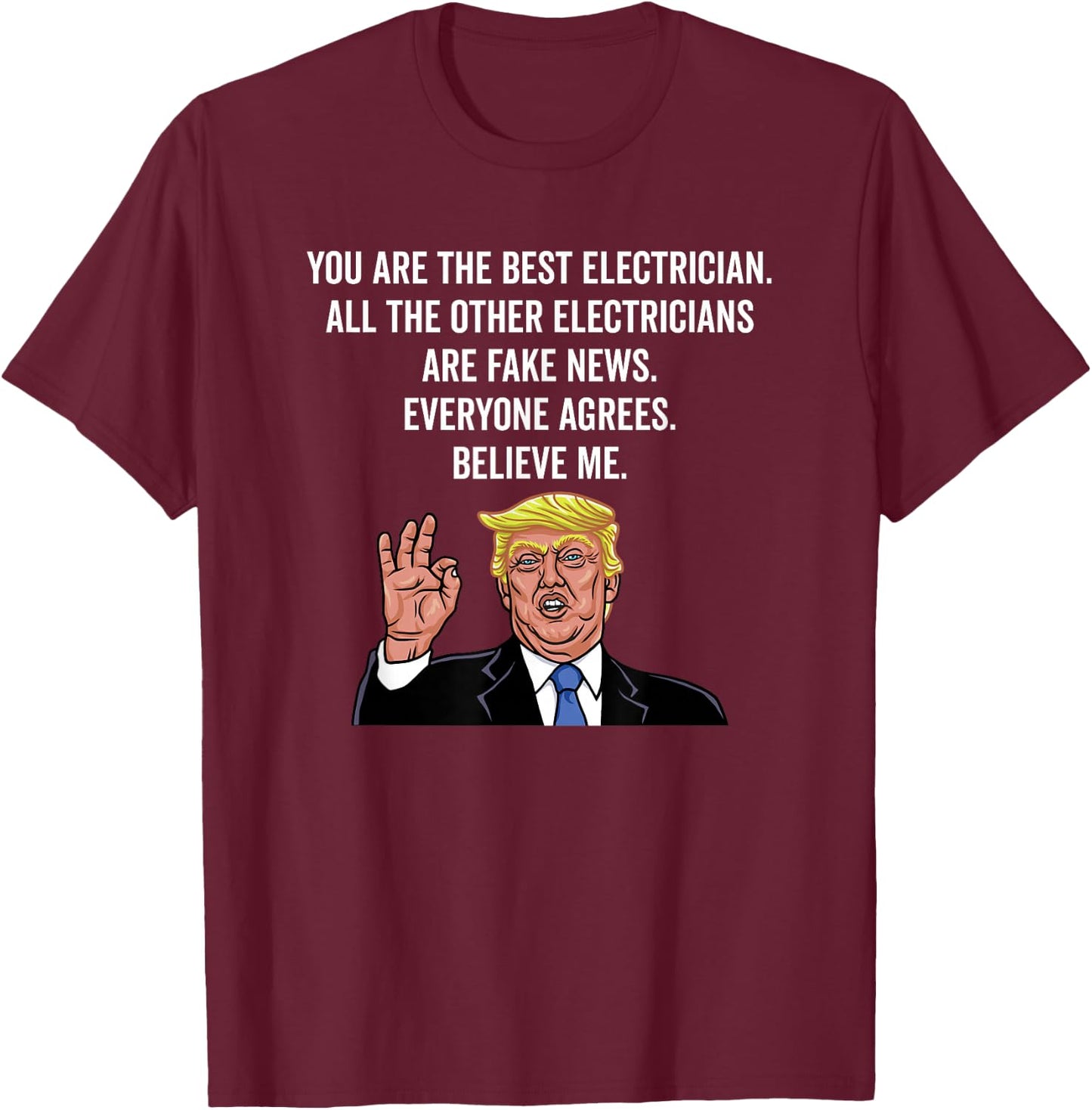 Funny Electrician Designs Men's Black Funny Trump Electrician Lineman T-Shirt - T-Shirt | Maroon