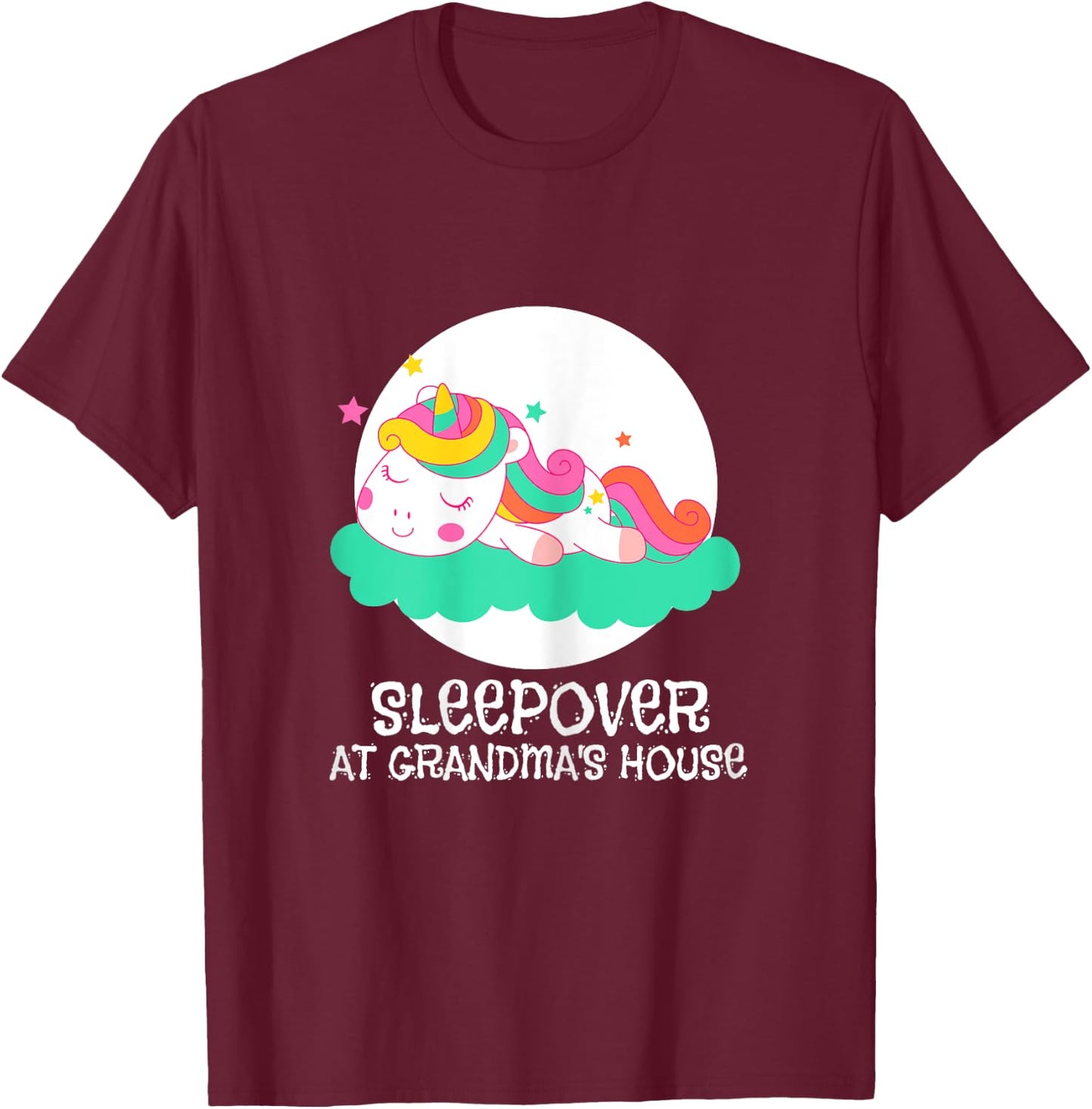 Sleepover at Grandma's Unicorn T-Shirt - T-Shirt | Maroon