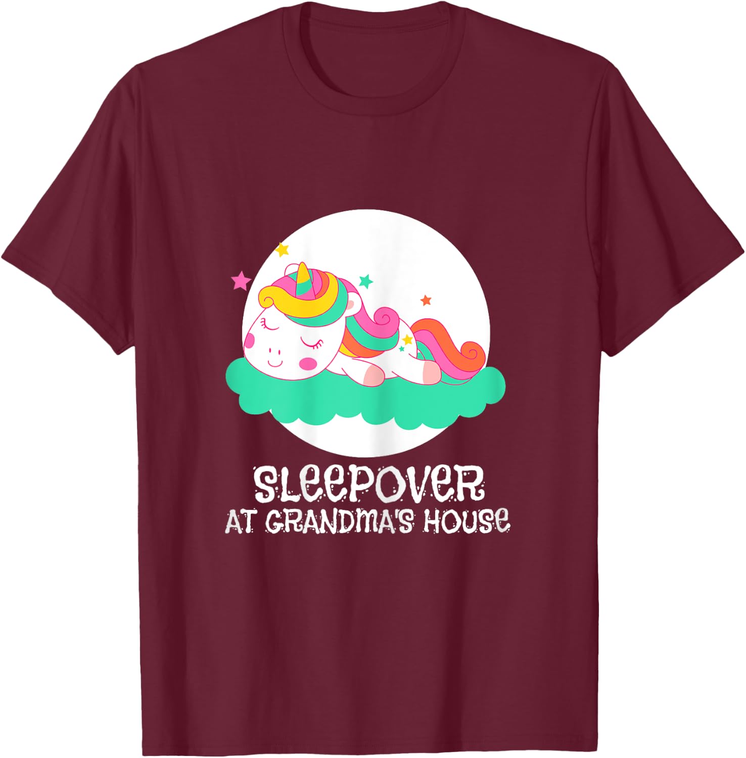 Sleepover at Grandma's Unicorn T-Shirt - T-Shirt | Maroon