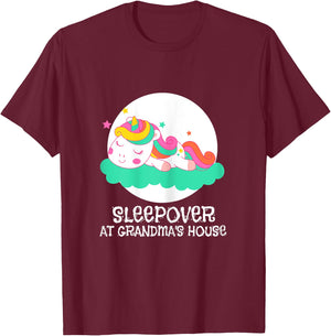 Sleepover at Grandma's Unicorn T-Shirt - T-Shirt | Maroon