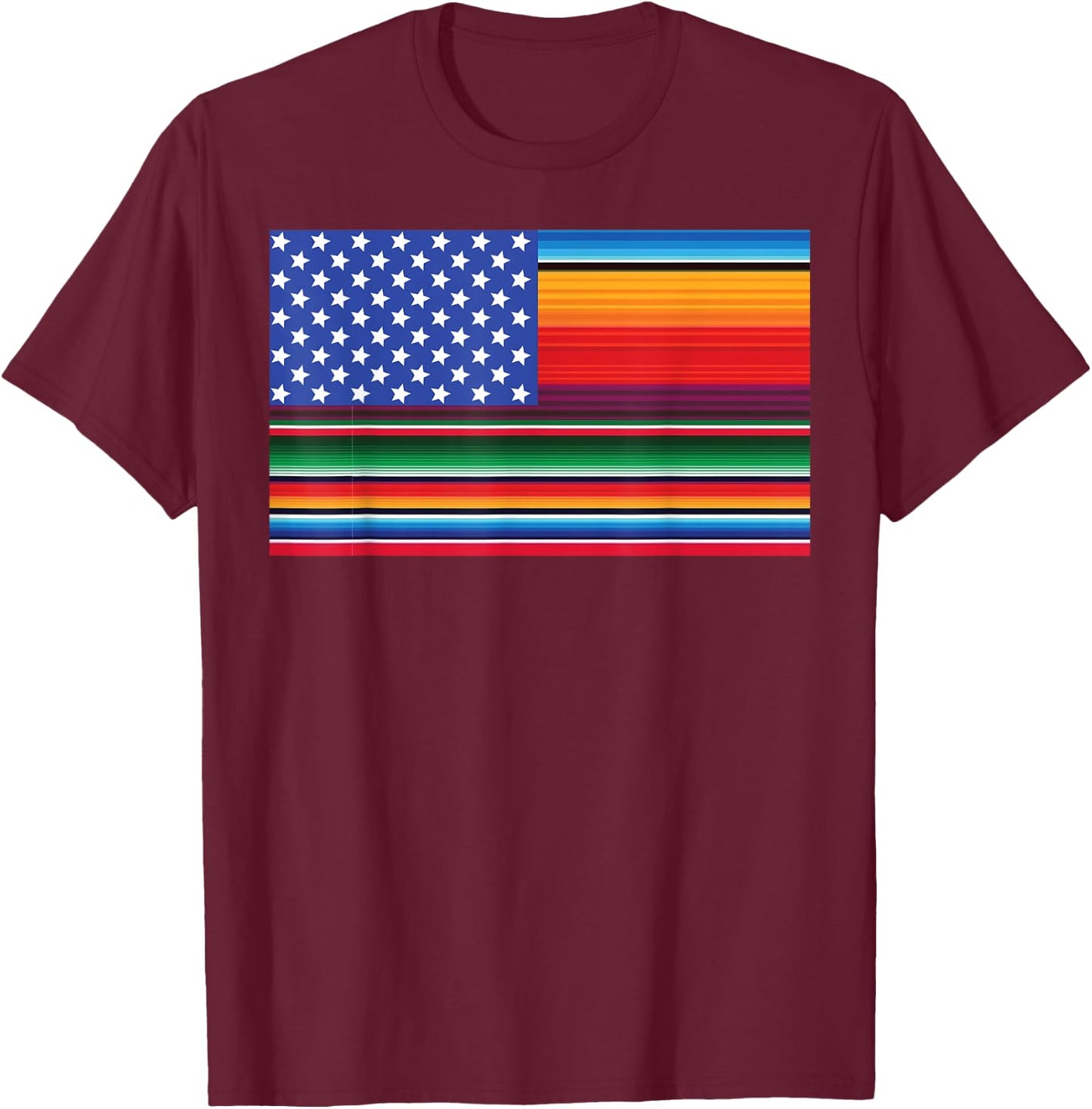 Cinco De Mayo Festival Funny Serape American USA Flag Cool T-Shirt - T-Shirt | Maroon