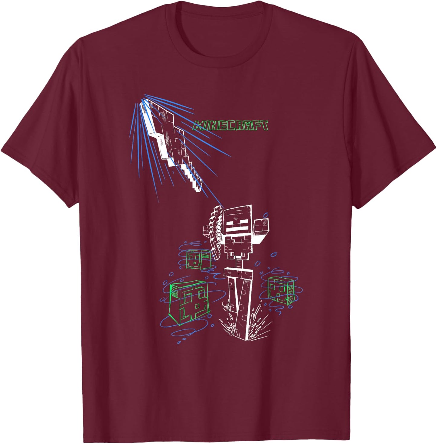 Minecraft Skeleton Arrow Shot Logo T-Shirt - T-Shirt | Maroon