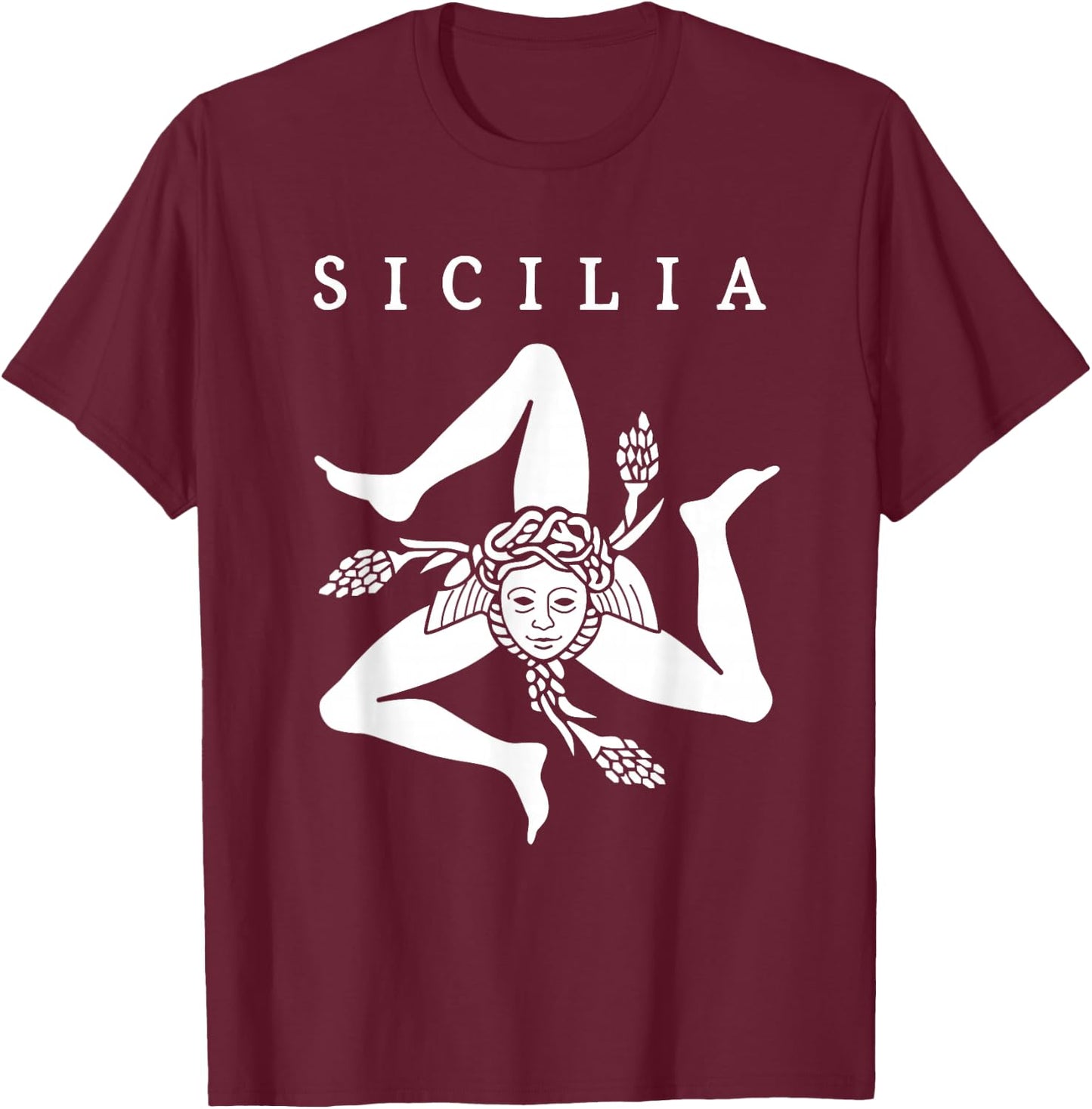 Sicilia Flag Sicily Palermo Italy T-Shirt - T-Shirt | Maroon