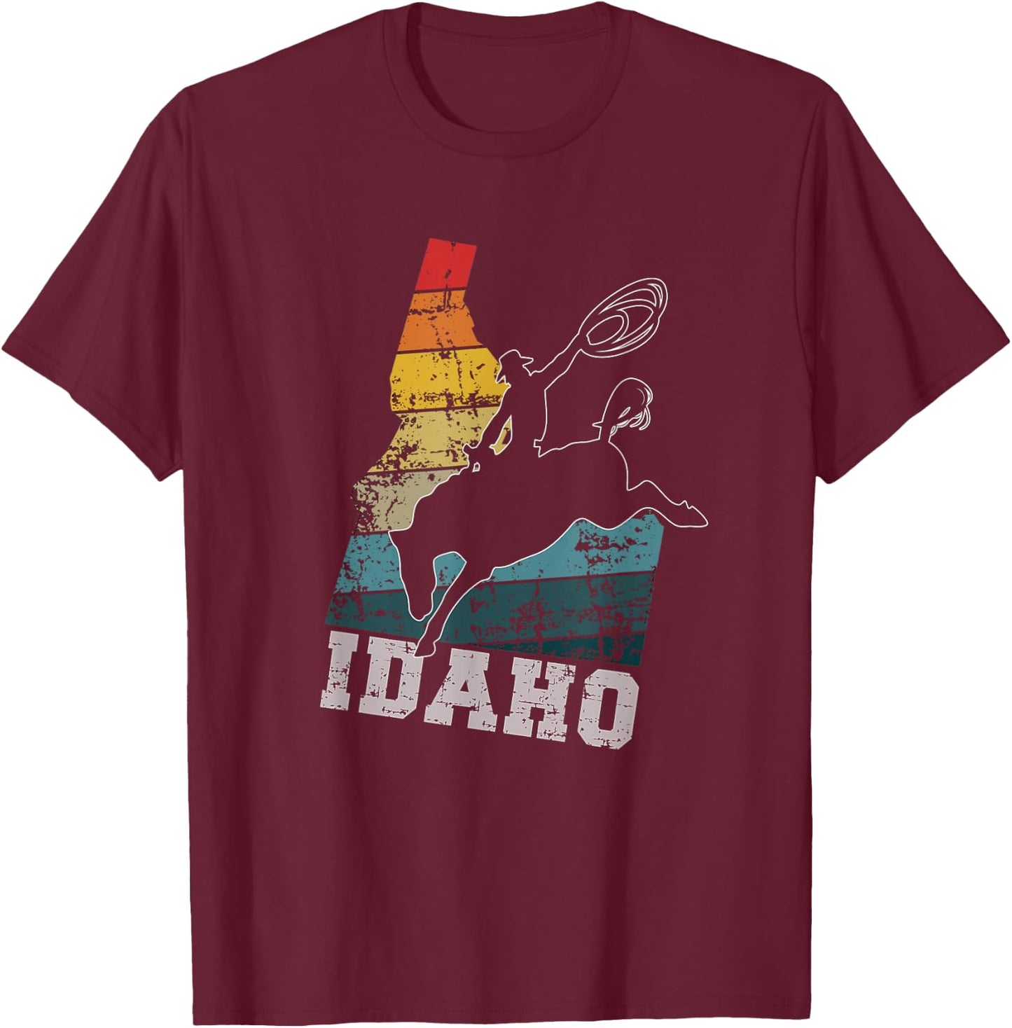 Vintage Idaho Cowboy T-Shirt - T-Shirt | Maroon