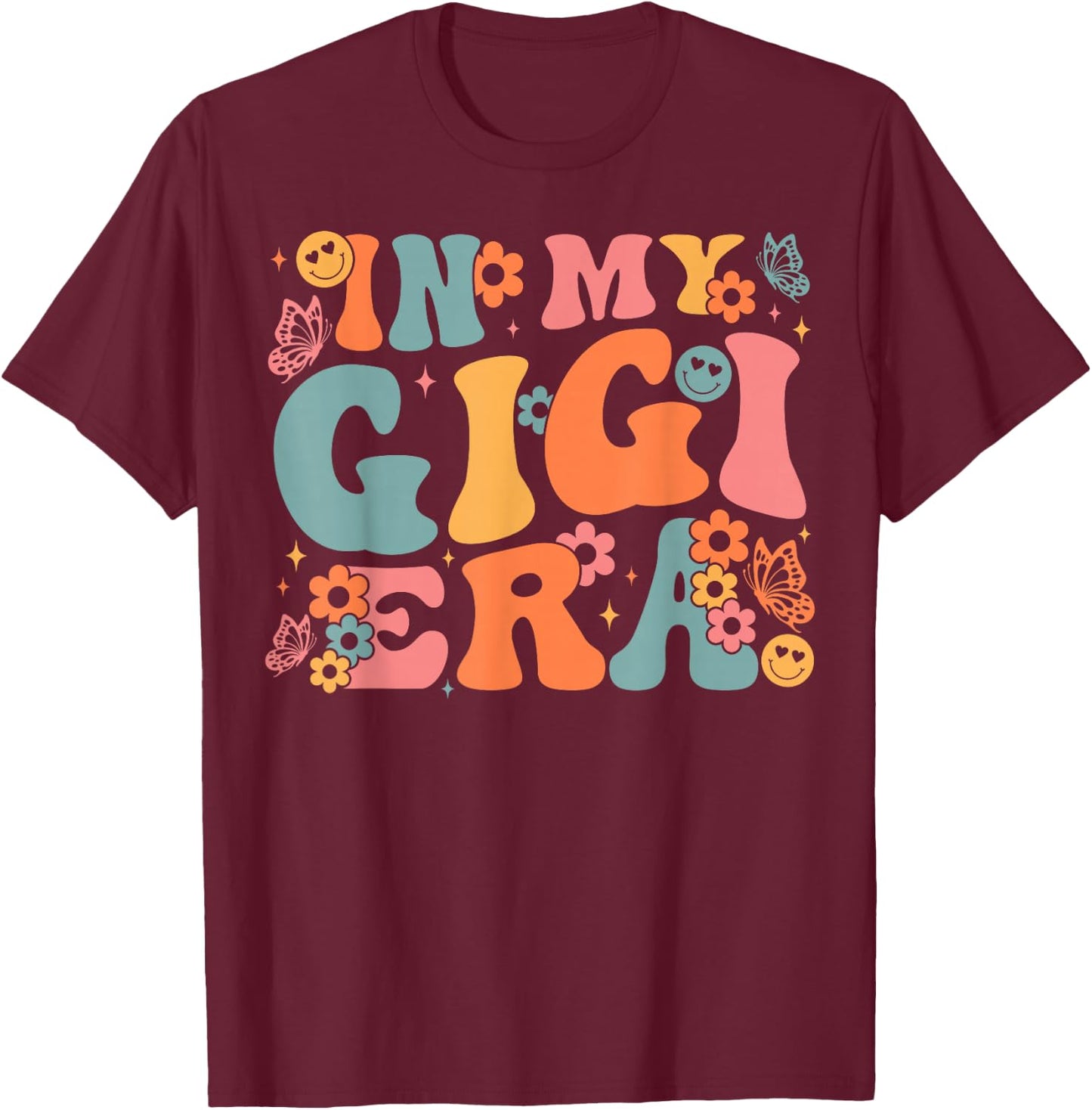 in My Gigi Era Baby Announcement for Grandma Mother's Day T-Shirt - T-Shirt | Maroon