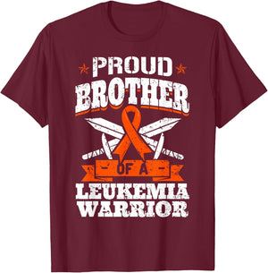 Proud Brotther Of A Leukemia Warrior Bro Awareness Ribbon T-Shirt - T-Shirt | Maroon