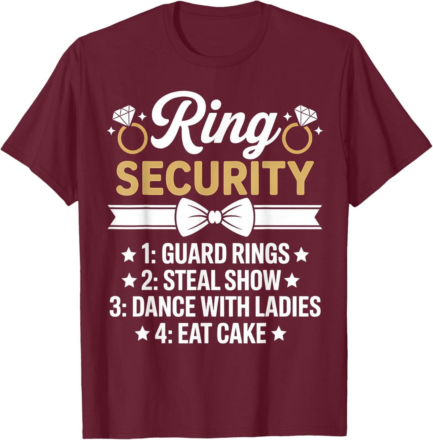Ring Security Wedding Party Funny Ring Bearer T-Shirt - T-Shirt | Maroon