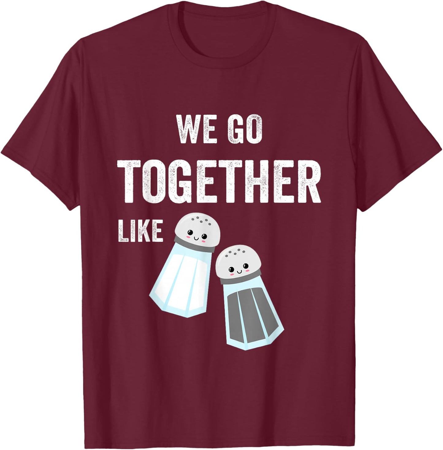 Salt and Pepper Matching Couples PJs Bestie 2 Best Friends T-Shirt - T-Shirt | Maroon