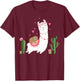 Cute Sloth Riding Llama Shirt Heart Valentines Day T-Shirt - T-Shirt | Maroon