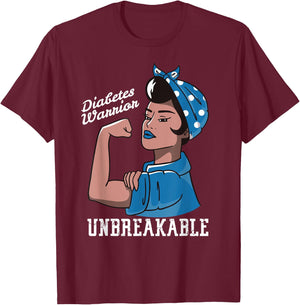 Diabetes Awareness Month Woman Unbreakable Mother T1 T2 T-Shirt - T-Shirt | Maroon