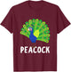 Kids Peacock Shirt For Boys Or Girls | Cute Peacock Gift T-Shirt - T-Shirt | Maroon