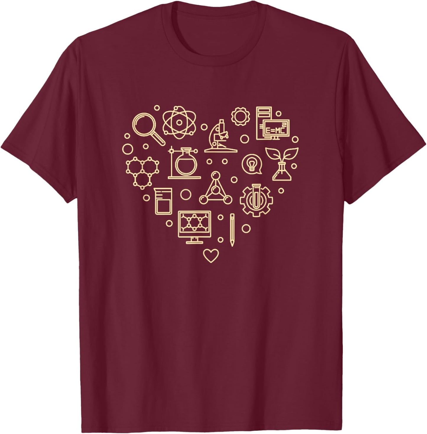 Science Love Heart Scientist T-Shirt - T-Shirt | Maroon
