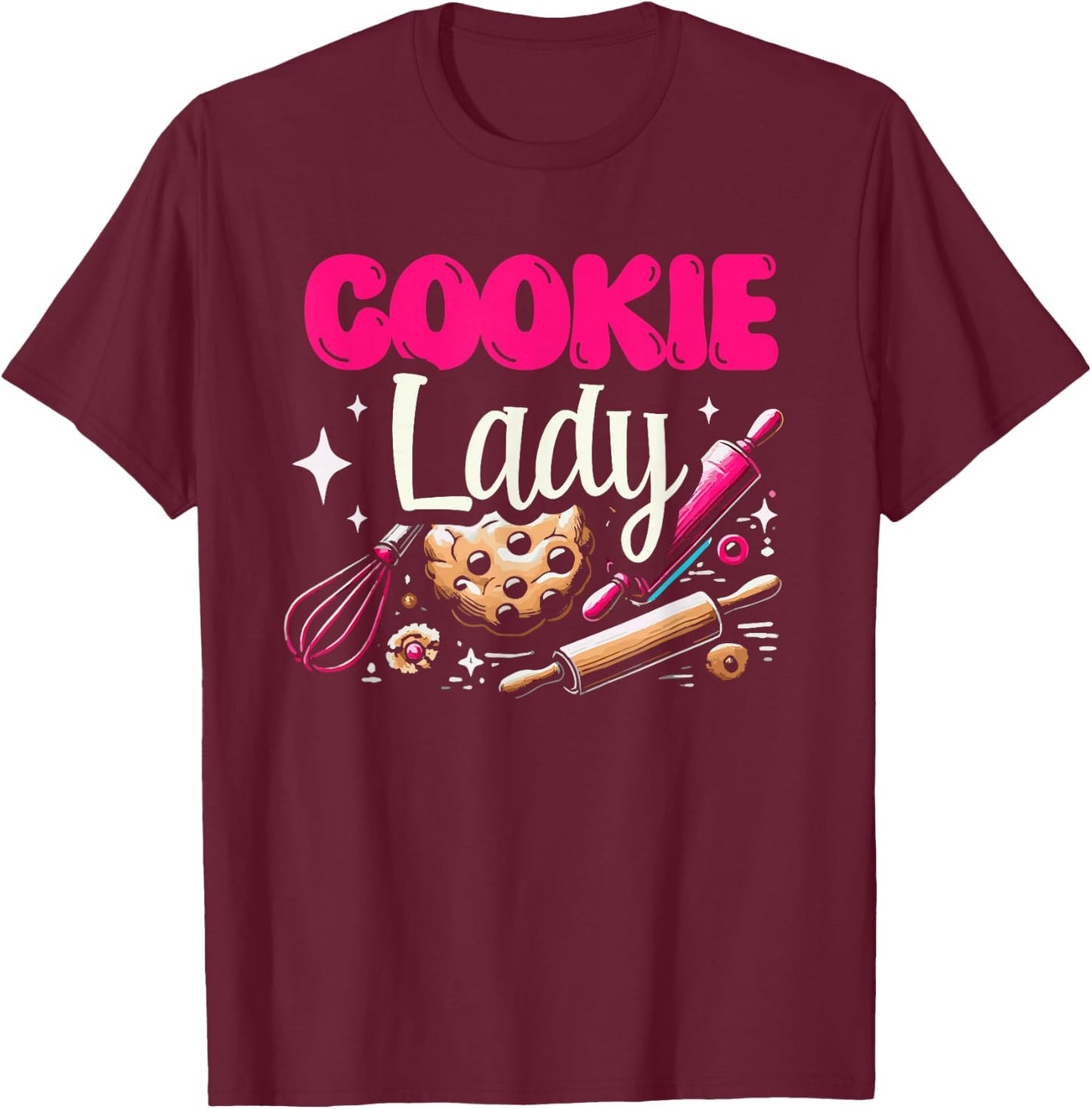 Cookie Lady Cookies Baking Bake Baker Biscuit T-Shirt - T-Shirt | Maroon