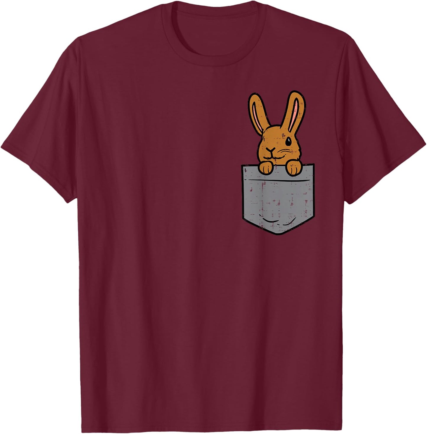 Pocket Bunny Rabbit Cute Happy Easter Day Men Women Kids T-Shirt - T-Shirt | Maroon