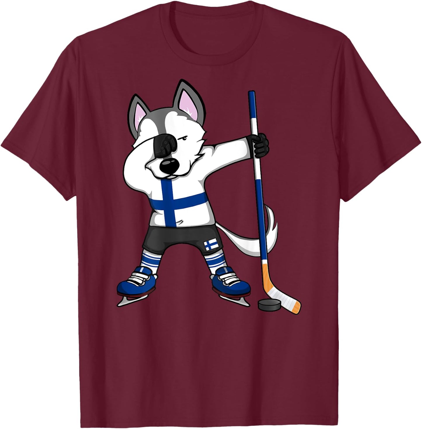 Dabbing Husky Finland Ice Hockey Lovers Jersey Winter Sports T-Shirt - T-Shirt | Maroon