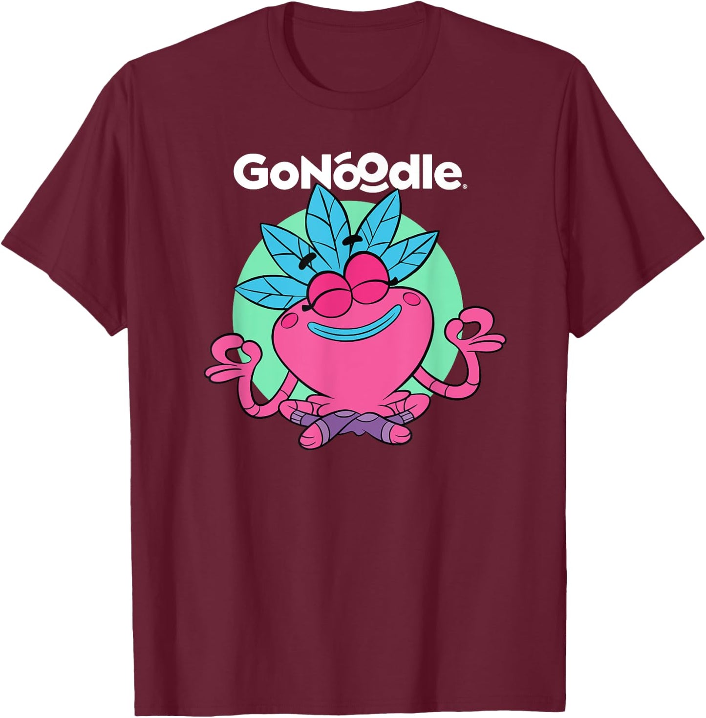 GoNoodle Om Petalhead Champ - -Adults & Kids - Black - Small - Short Sleeve - Classic Fit - Cotton & Polyester - Modern Classic - Stylish - Dancing & Running - All Seasons T-Shirt - T-Shirt | Maroon