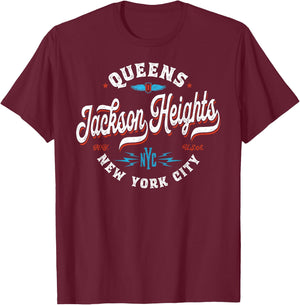 Vintage Jackson Heights Queens Graphic T-Shirt - T-Shirt | Maroon
