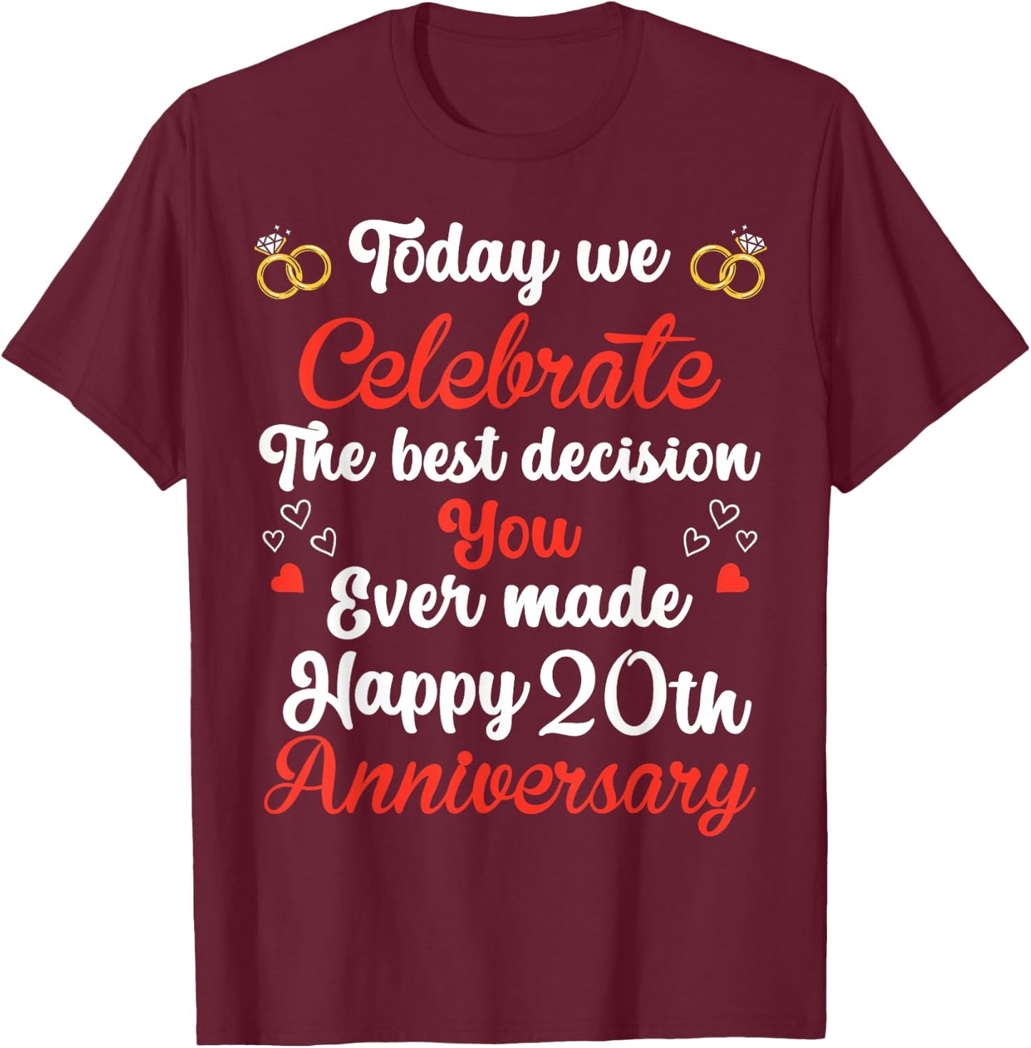 20 Years Anniversary Marriage Couples 20th Year of Marriage T-Shirt - T-Shirt | Maroon