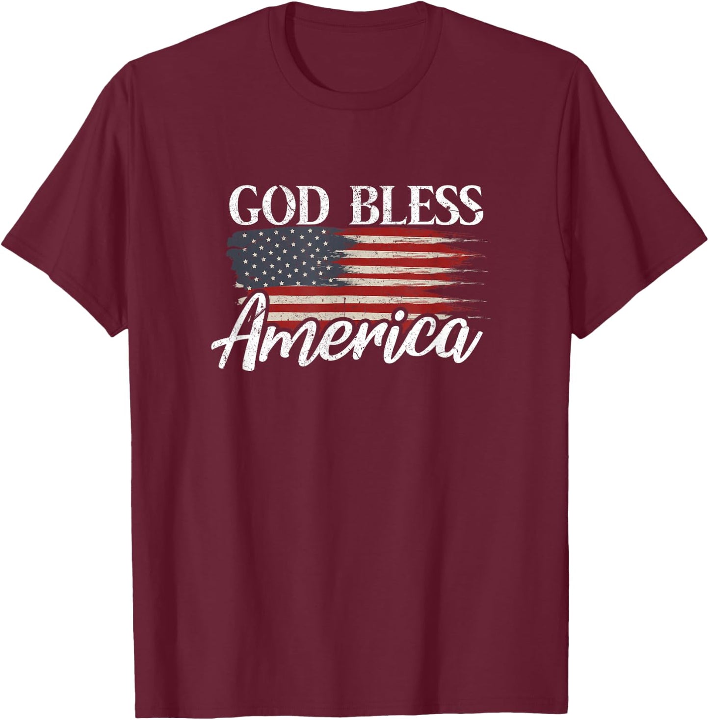God Bless America 4th of July Patriotic USA T-Shirt - T-Shirt | Maroon