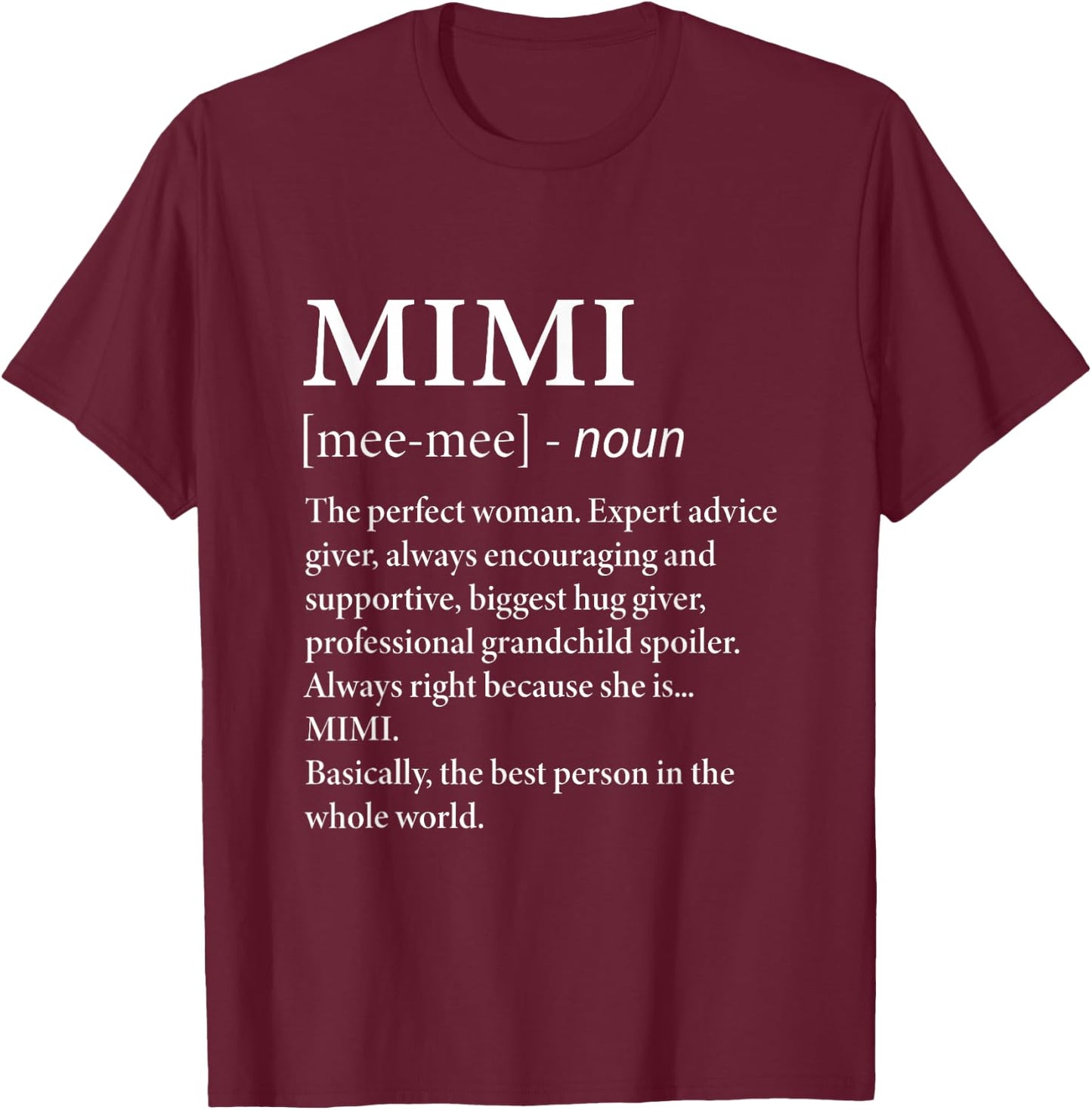 Mimi Definition Grandma - Funny Grandmother T-Shirt - T-Shirt | Maroon