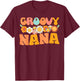 Retro Groovy Grandma Nana Matching Family 1st Birthday Party T-Shirt - T-Shirt | Maroon