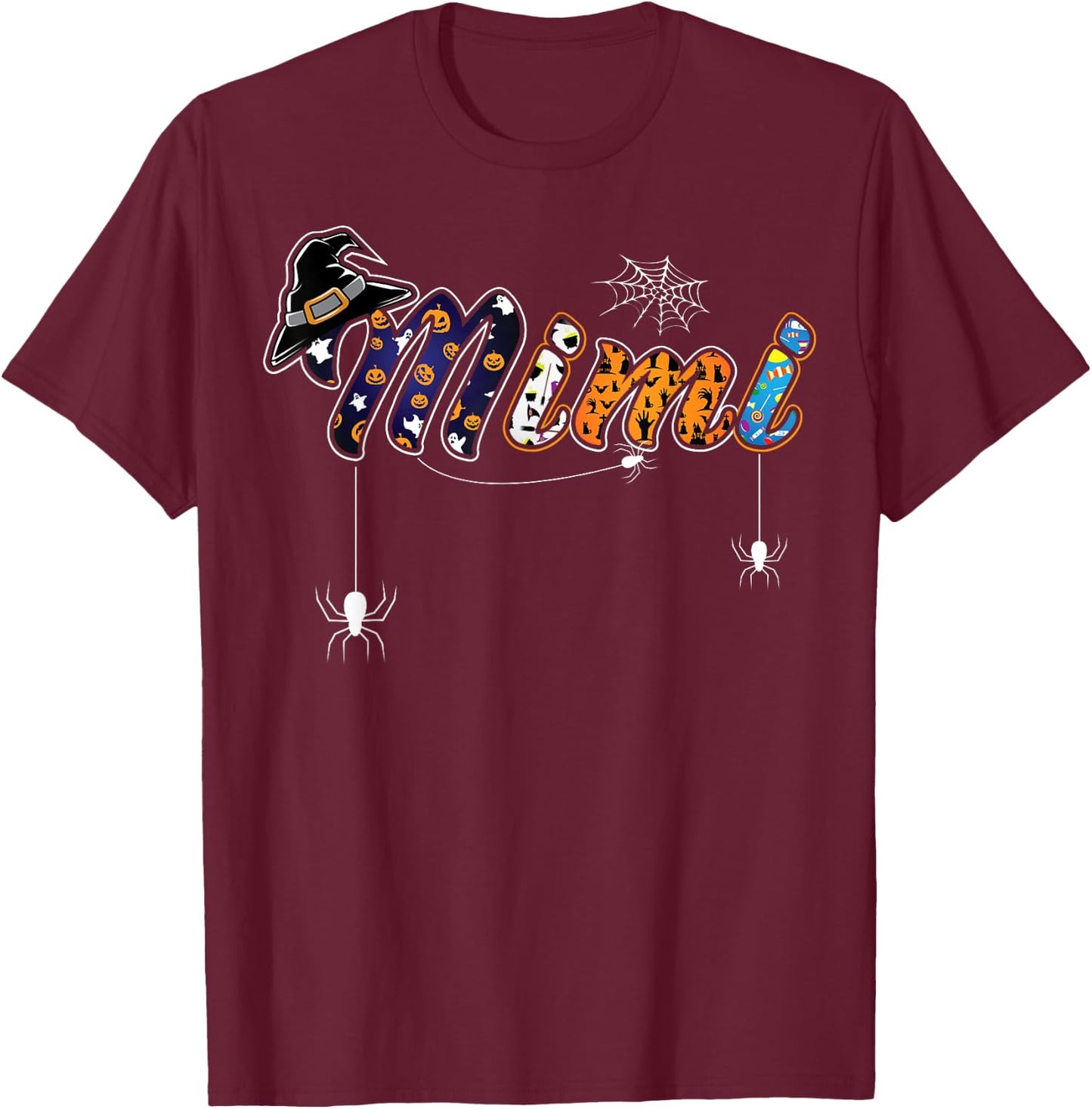 Mimi Grandma Halloween Shirt Cute Grandmother Trick or Treat T-Shirt - T-Shirt | Maroon