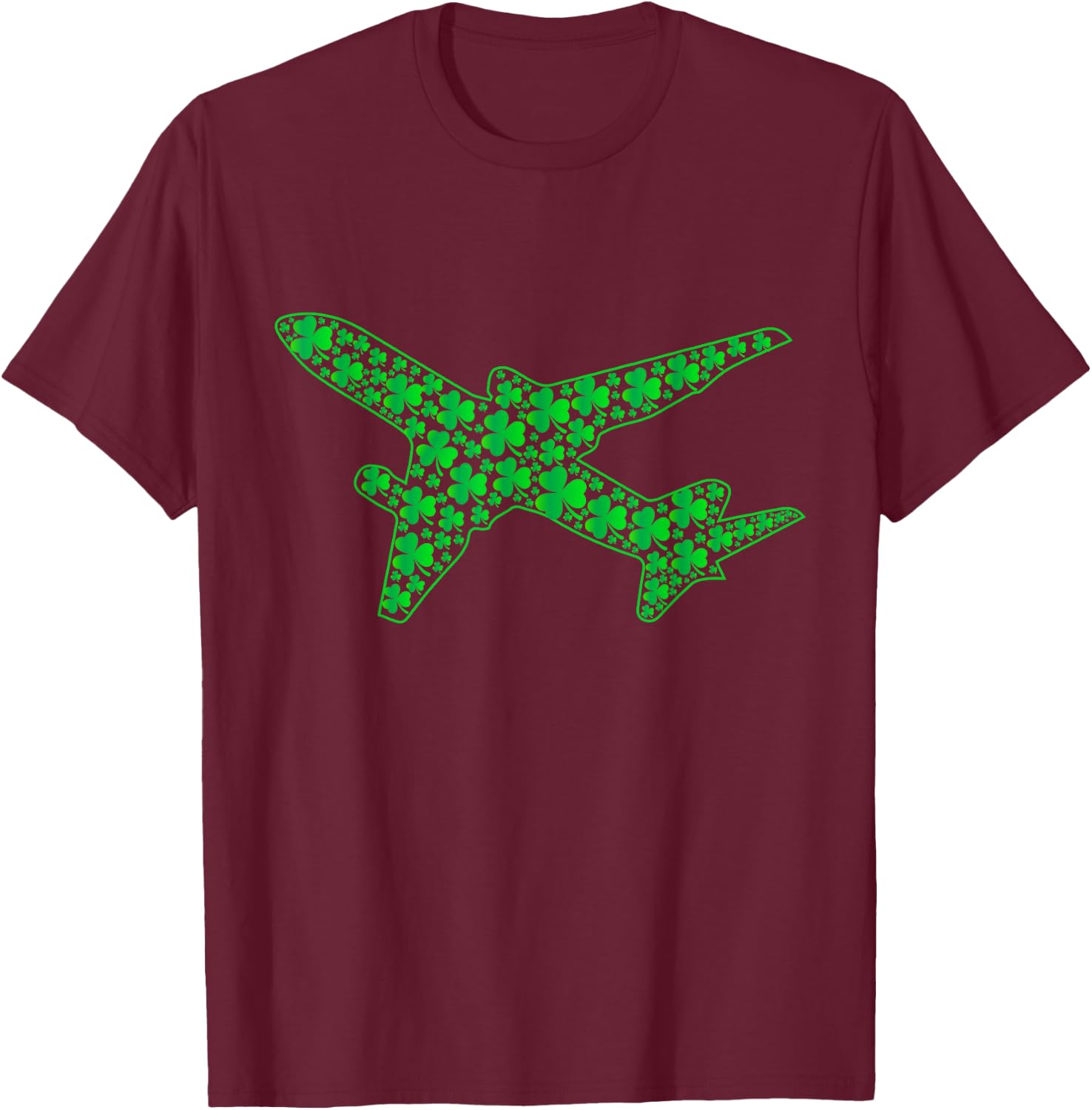 Airplane Pilot Shamrock St Patricks Day Flying T-Shirt - T-Shirt | Maroon
