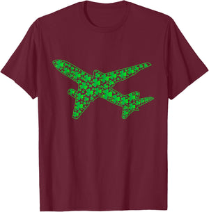 Airplane Pilot Shamrock St Patricks Day Flying T-Shirt - T-Shirt | Maroon
