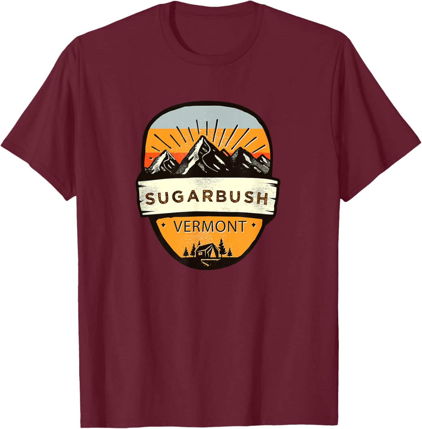 Retro Vintage Sugarbush, Vermont Souvenir T-Shirt - T-Shirt | Maroon