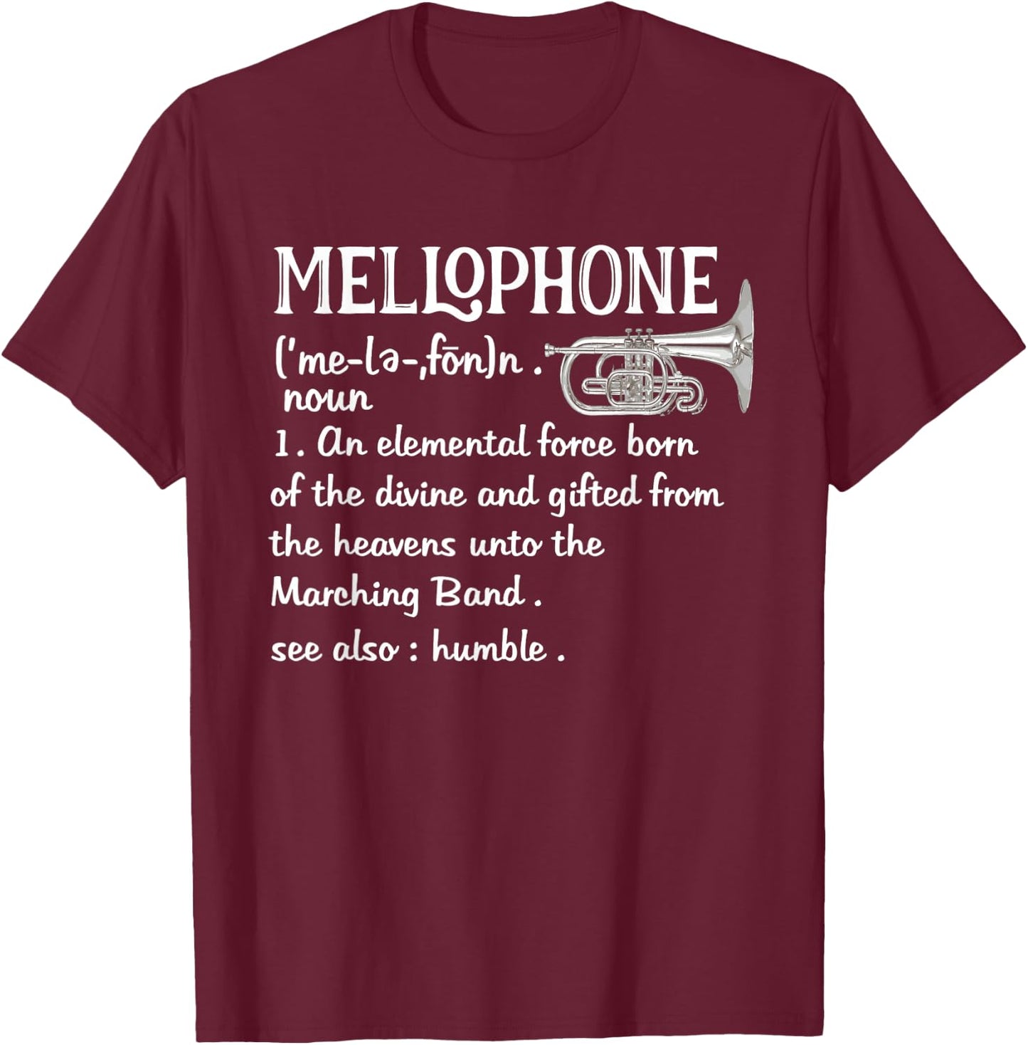Marching Band Gifts Mellophone Shirt Mellophone Lyre T-Shirt - T-Shirt | Maroon