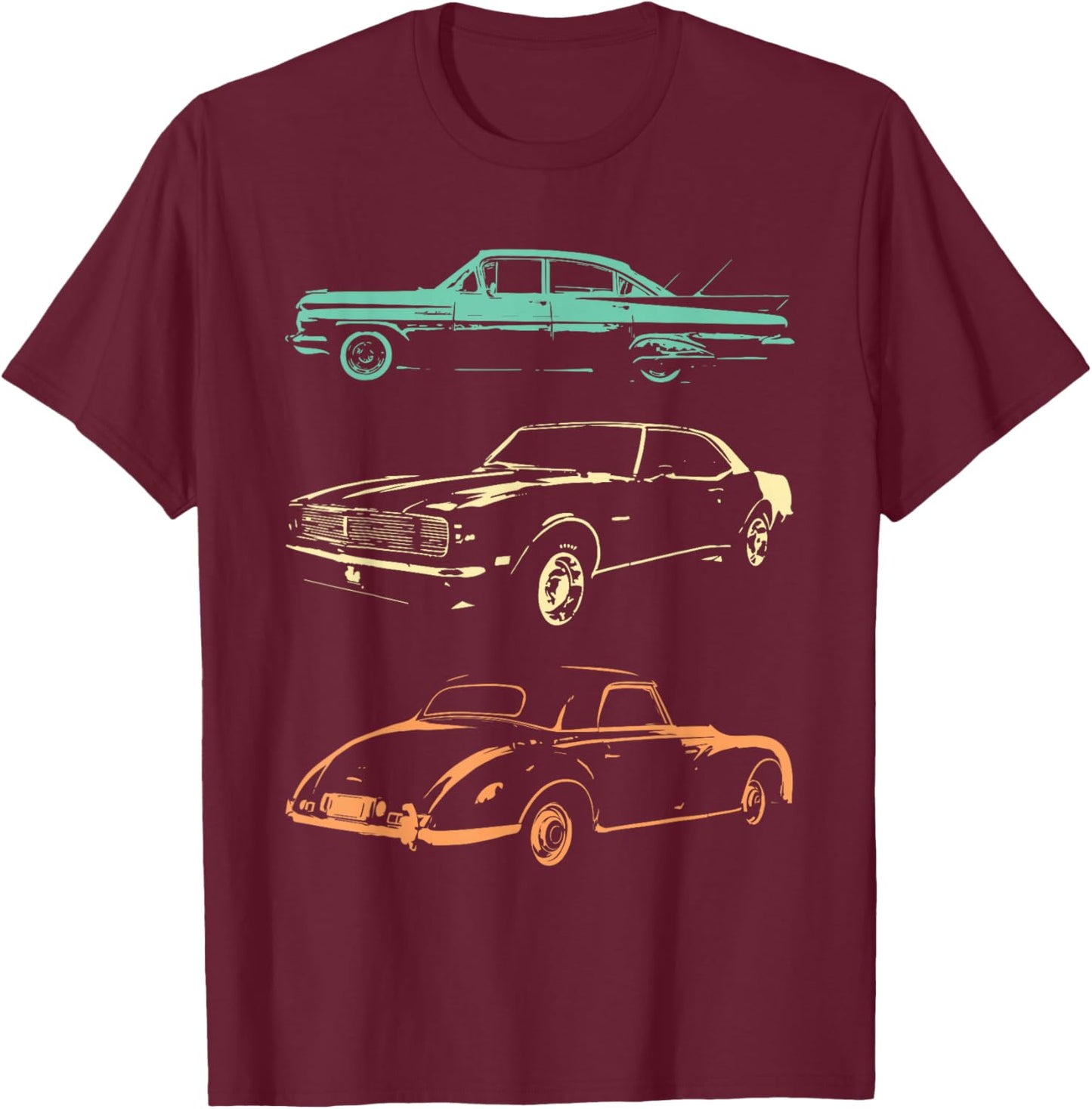 Vintage Cars - 80s & 90s Graphic Retro T-Shirt - T-Shirt | Maroon