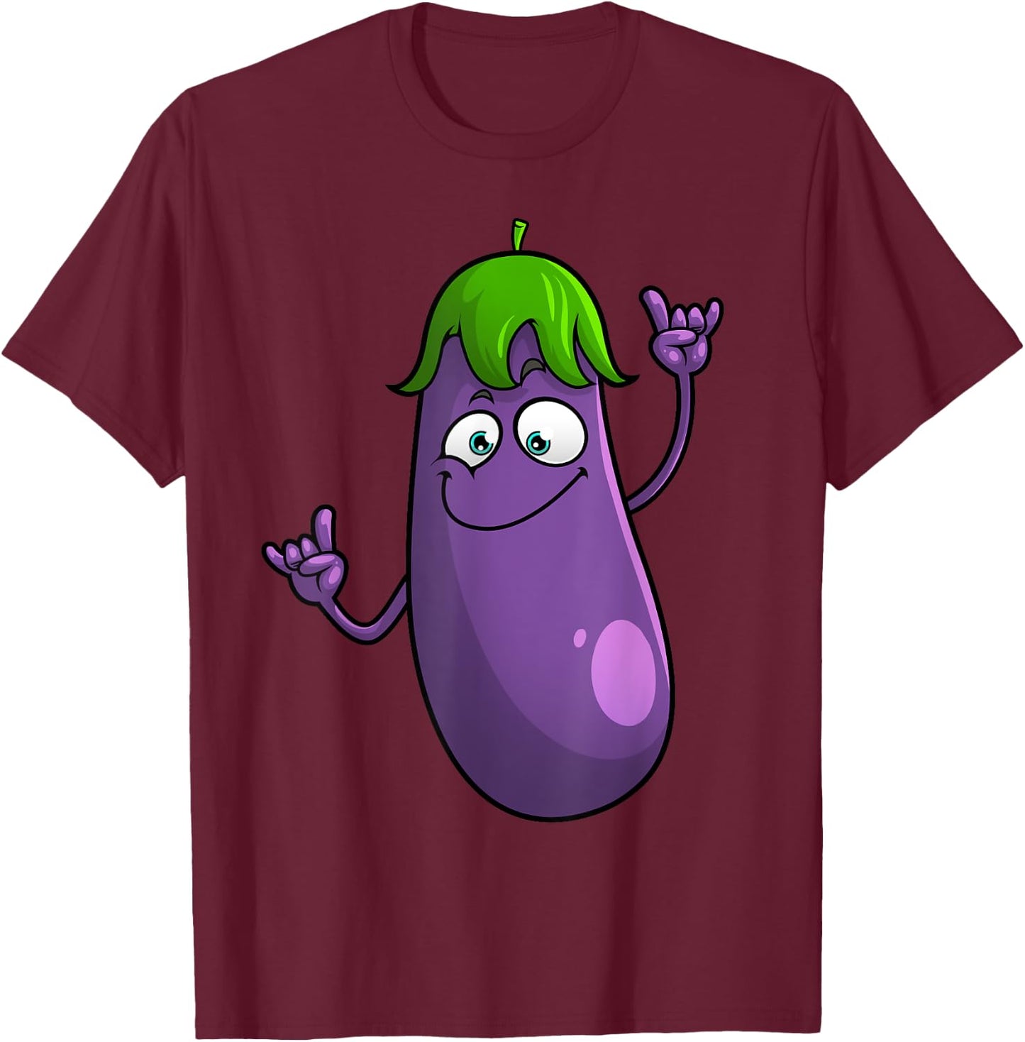 Funny Eggplant Designs Women Fruit Vegetable T-Shirt - T-Shirt | Maroon