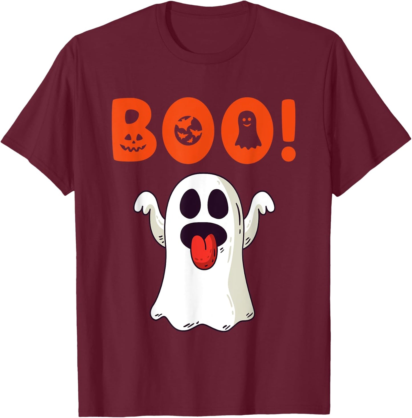 Funny Boo Ghost For Halloween Day T-Shirt - T-Shirt | Maroon