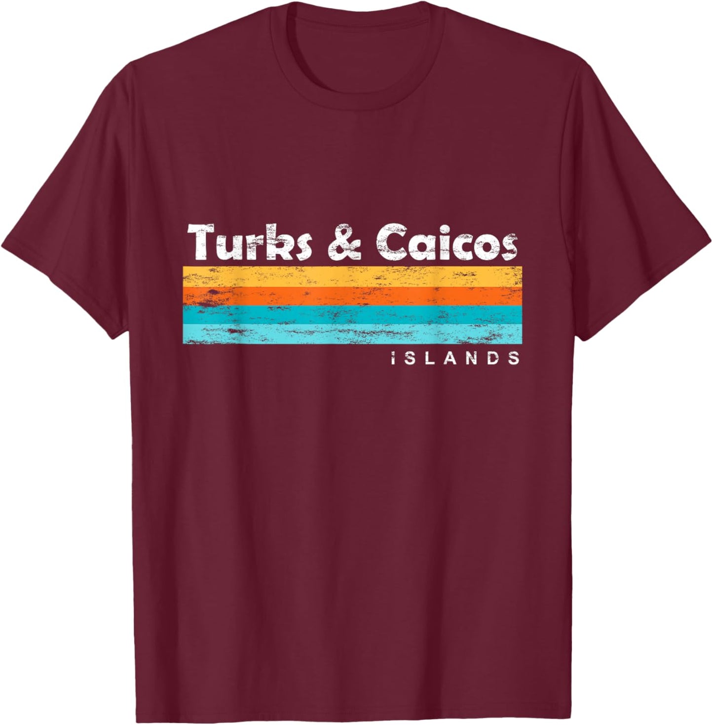 Vintage Turks & Caicos Islands Palm Trees Grace Bay Beach T-Shirt - T-Shirt | Maroon