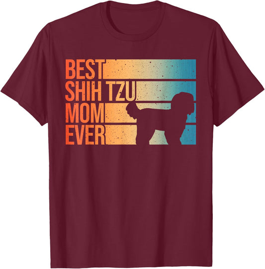 Funny Shih Tzu Mom Art Girl Dog Lover Shih Tzu T-Shirt - T-Shirt | Maroon