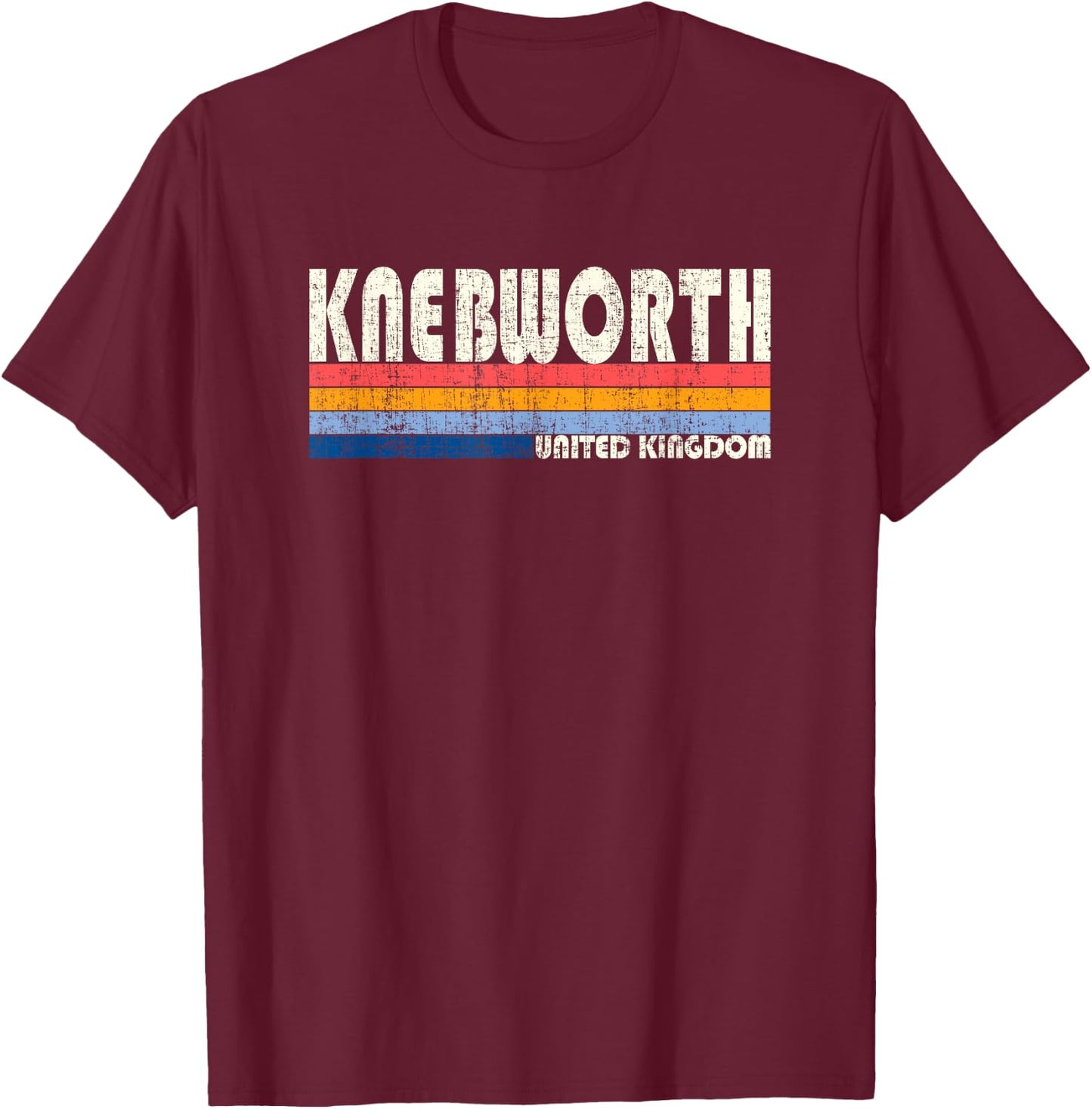 Retro Vintage 70s 80s Style Knebworth, United Kingdom T-Shirt - T-Shirt | Maroon