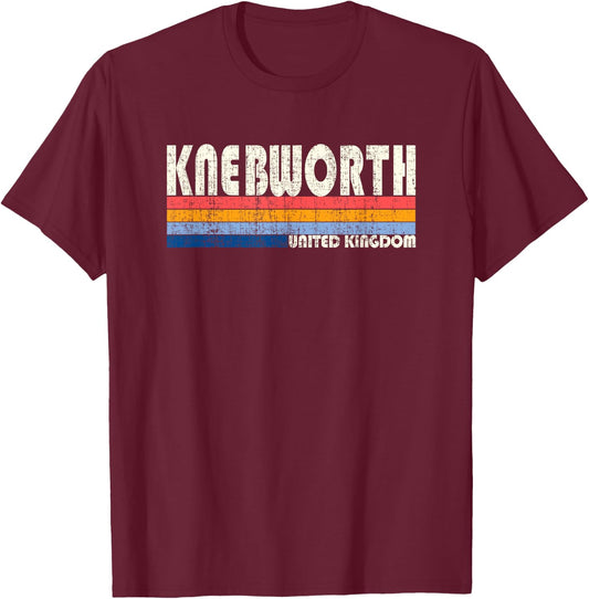 Retro Vintage 70s 80s Style Knebworth, United Kingdom T-Shirt - T-Shirt | Maroon