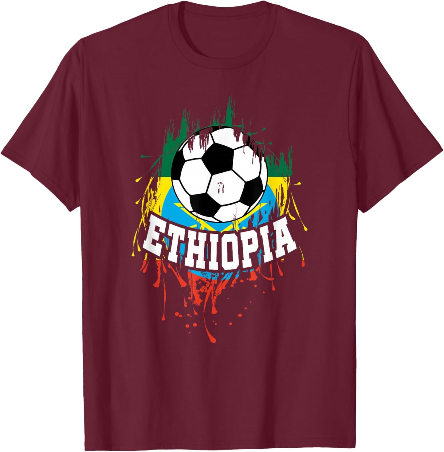 Ethiopia Soccer Ethiopian Football Habesha Futbol T-Shirt - T-Shirt | Maroon
