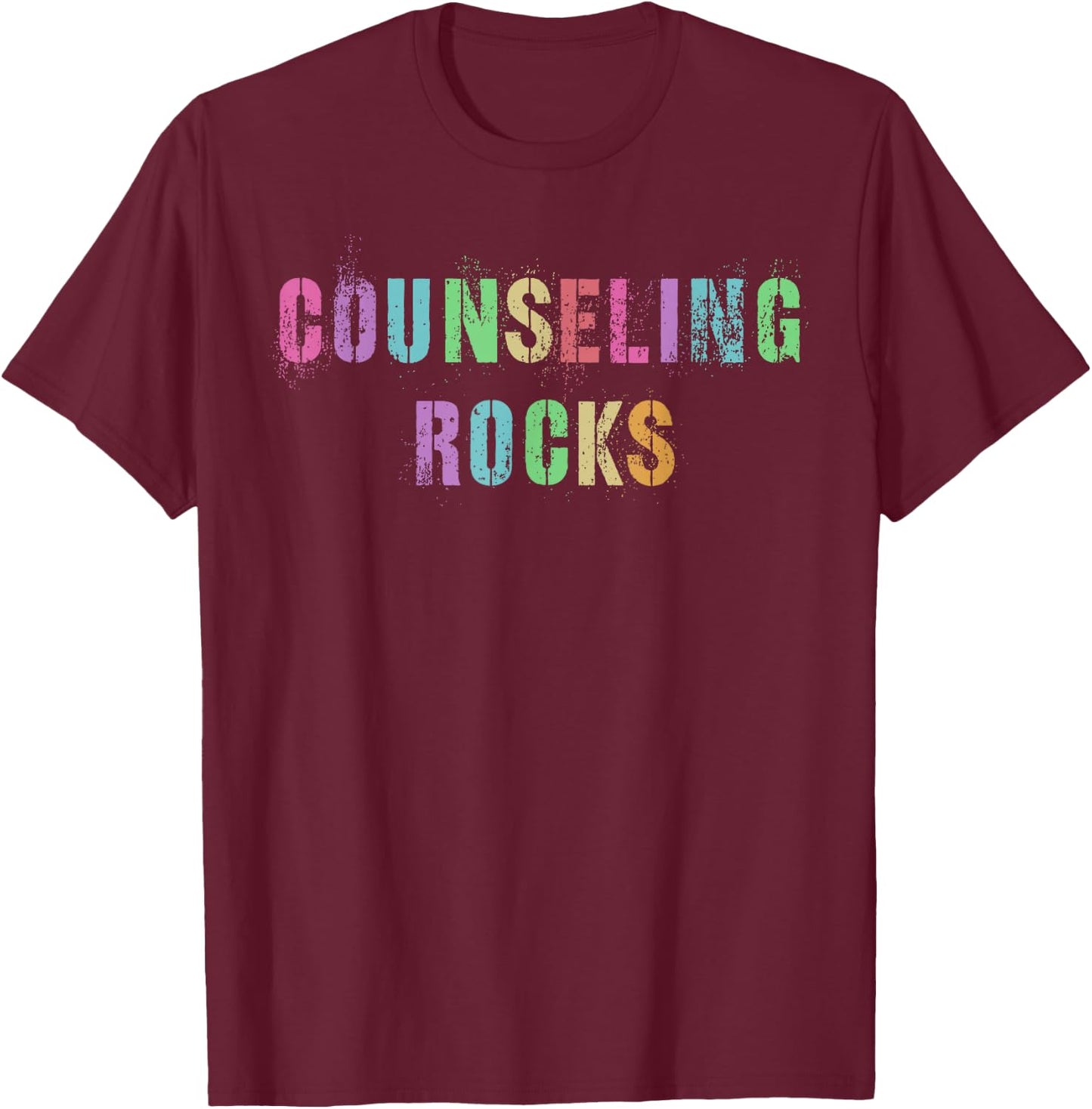 COUNSELING ROCKS School Counselor Team College Guidance T-Shirt - T-Shirt | Maroon