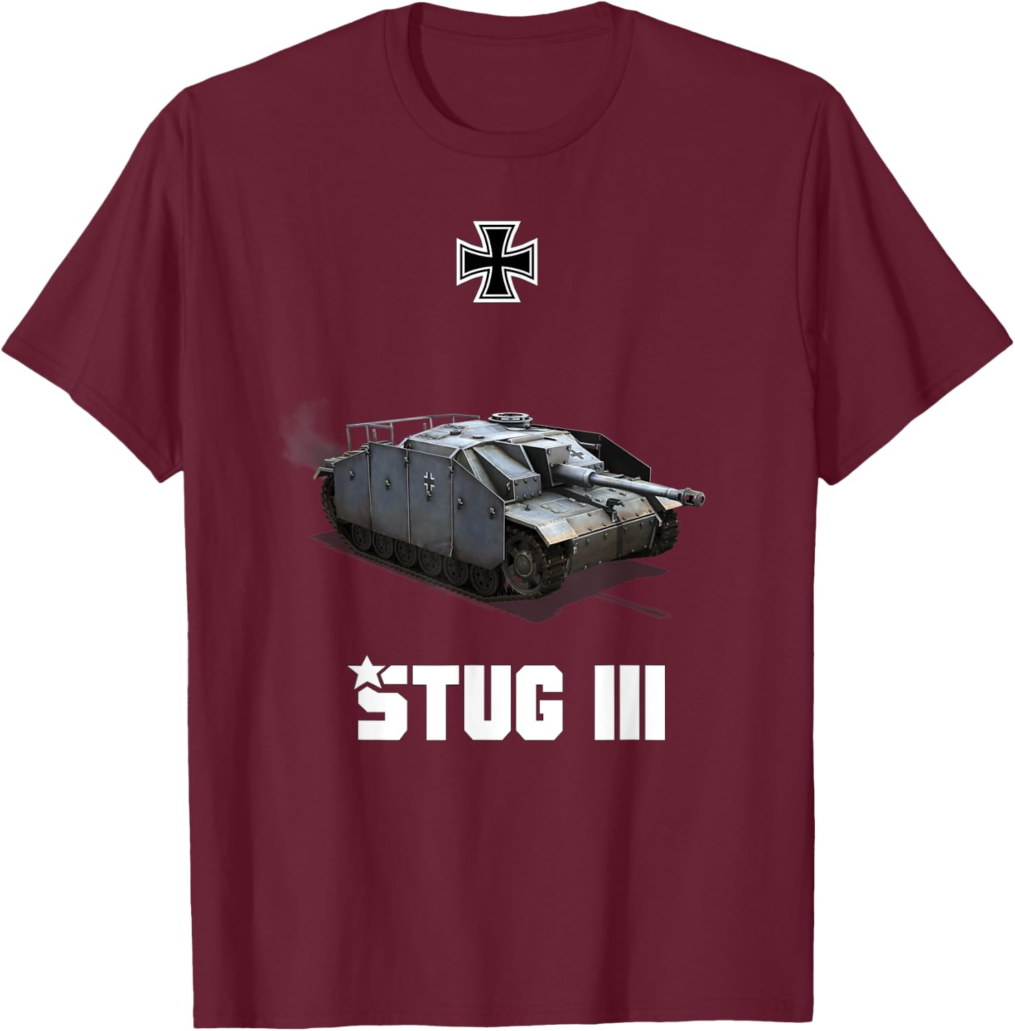 StuG III Ausf. G German Tank Destroyer WW2 Military T-Shirt - T-Shirt | Maroon