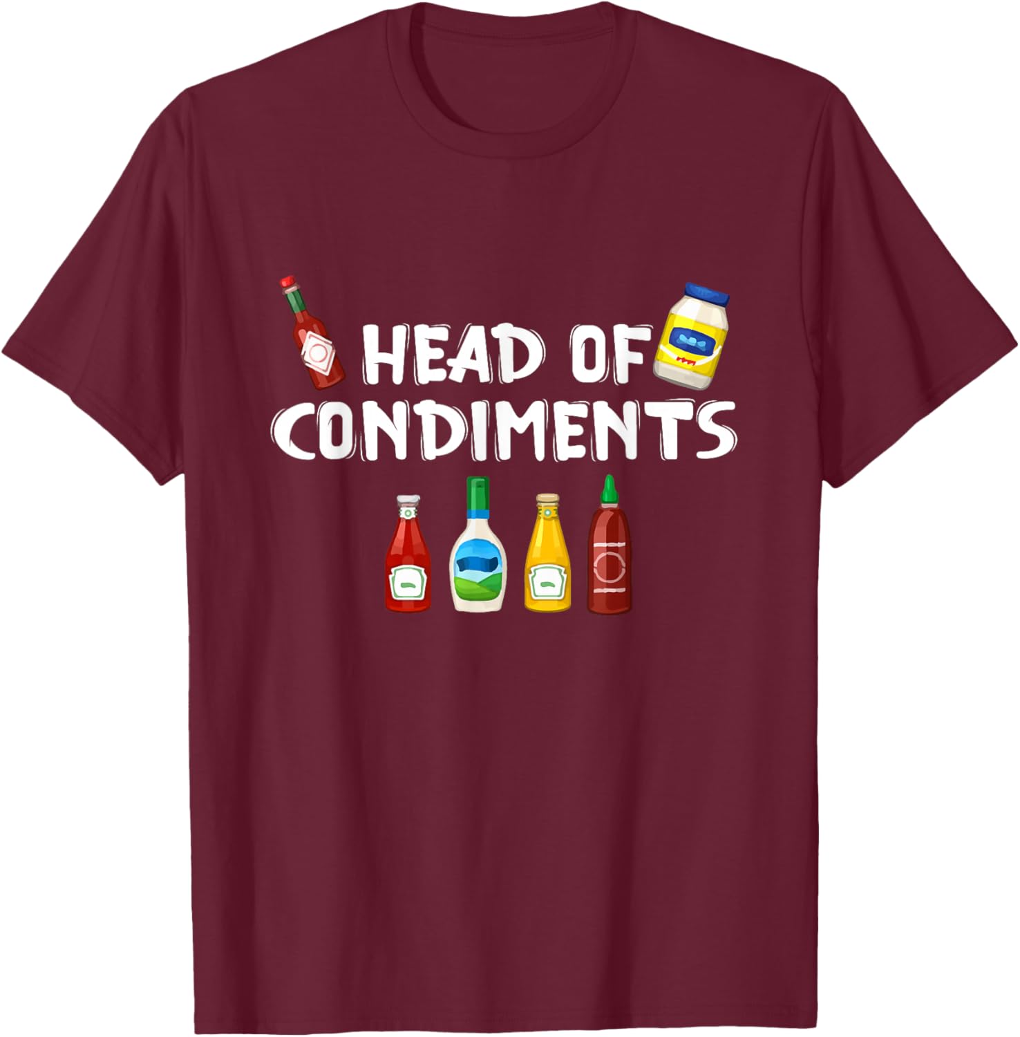 Head of Spices Funny Condiments BBQ Spices Sauce T-Shirt - T-Shirt | Maroon
