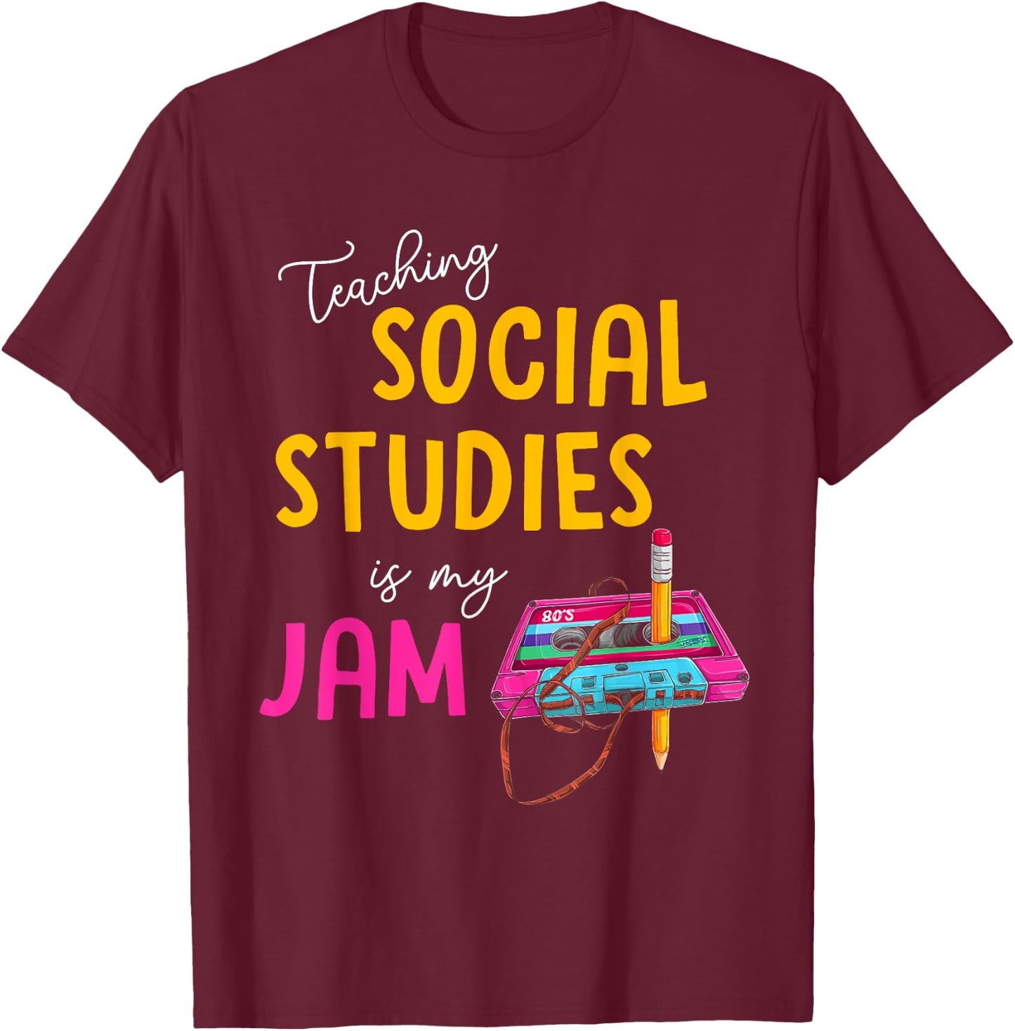 Teaching Social Studies Is My Jam Back To School Teacher Kid T-Shirt - T-Shirt | Maroon
