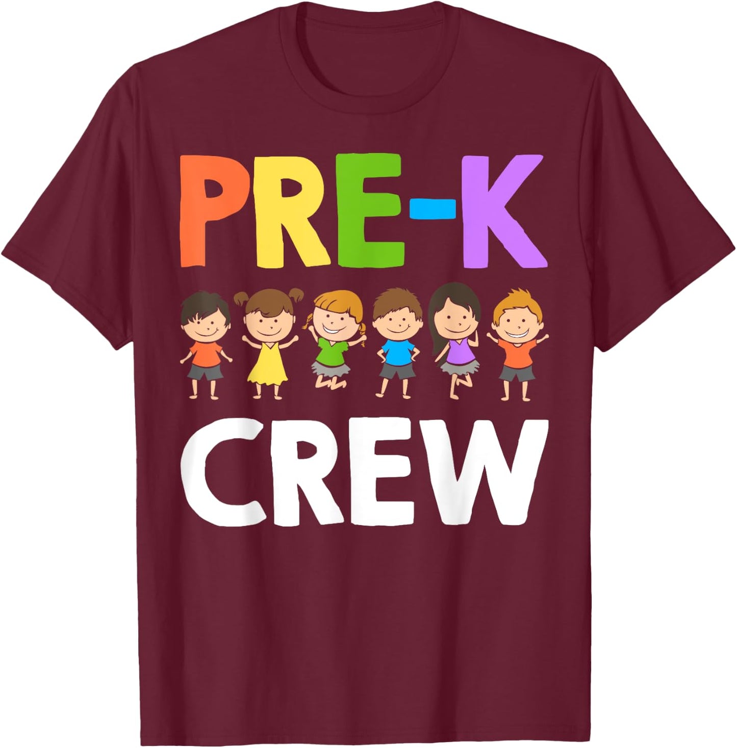 Funny Preschool Teacher Designs Women Pre-K Crew T-Shirt - T-Shirt | Maroon