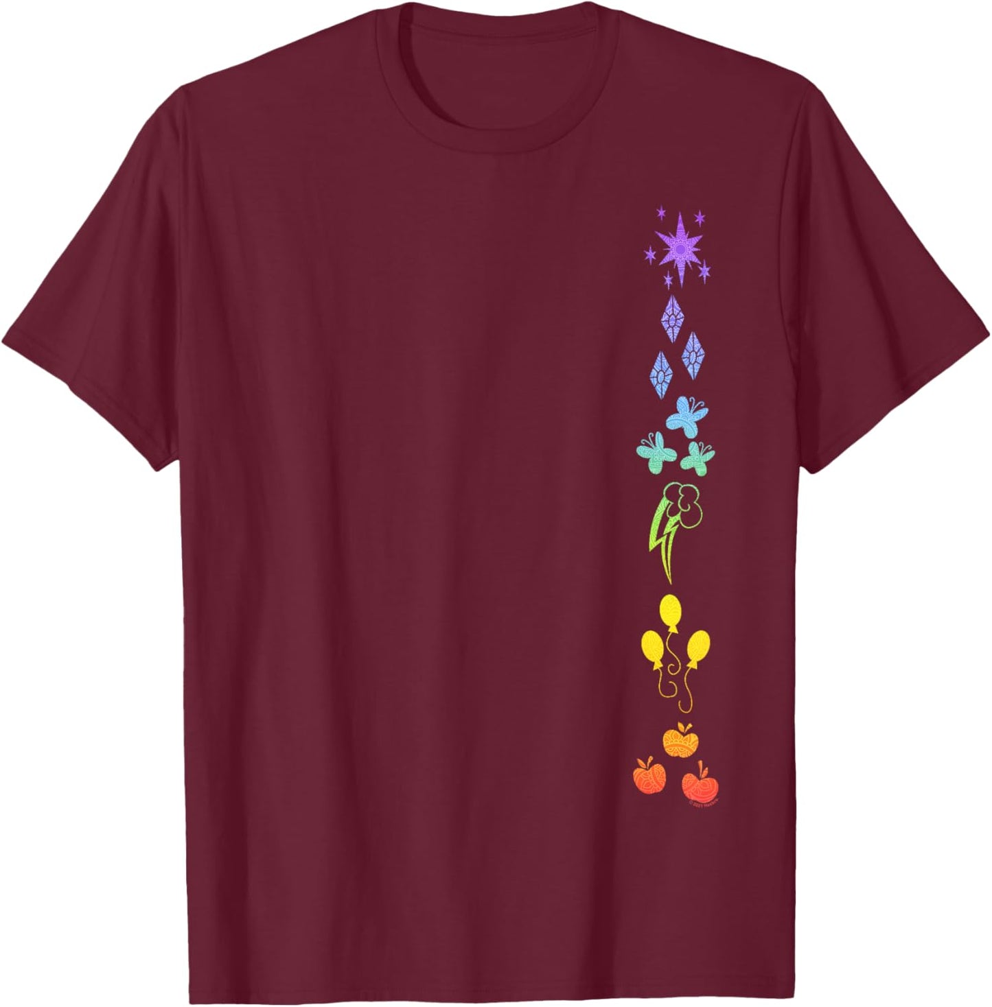 My Little Pony: Friendship is Magic Rainbow Ponies Aligned T-Shirt - T-Shirt | Maroon