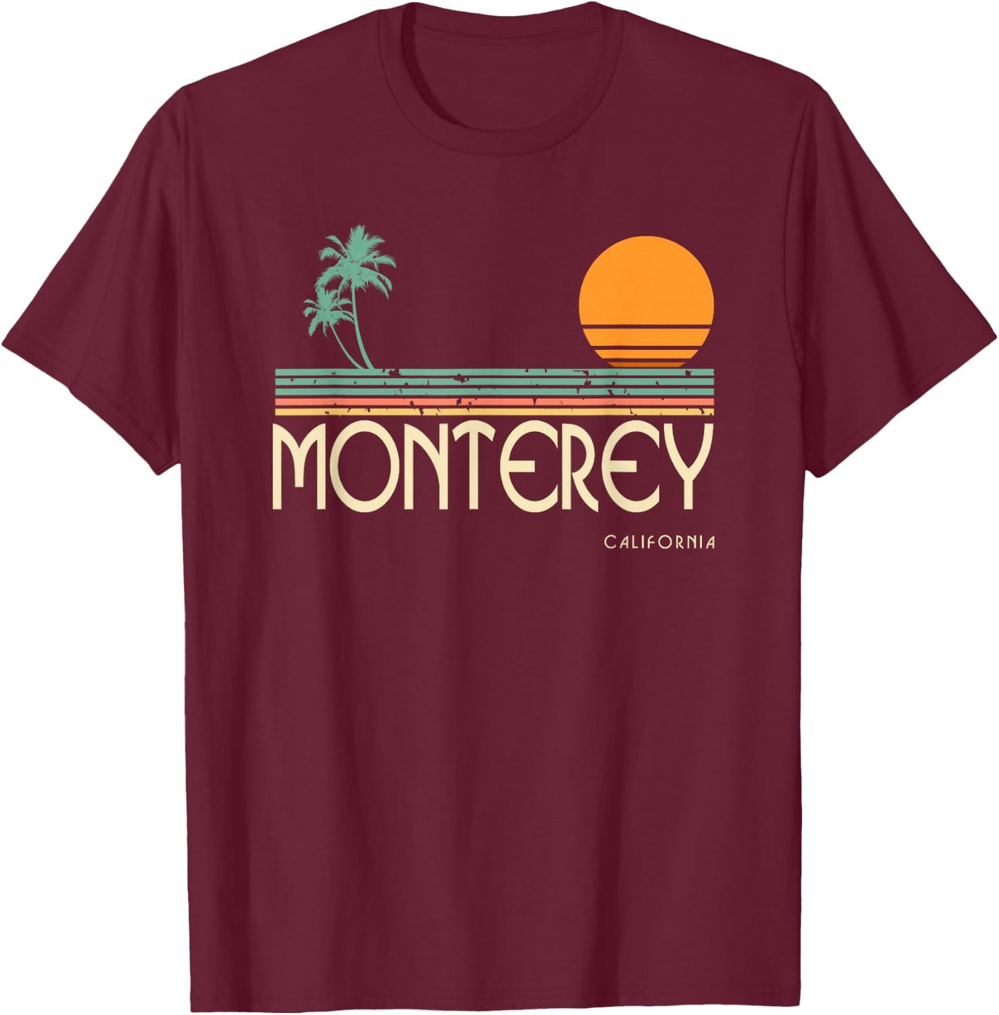 Vintage Monterey California T-Shirt - T-Shirt | Maroon